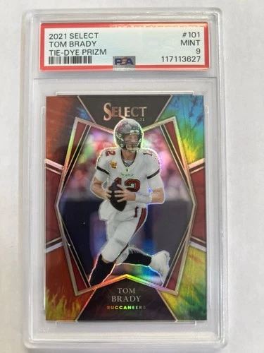 2021 Panini Select Tom Brady /25 Tie-Dye Prizm PSA 9 Mint #101 Premier Level