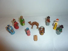 Lot of 10 Wood Christmas Windmill Music Box Nativity Replacement Figures READ
