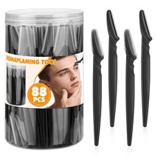 88 Pcs Eyebrow Razors  Face Razors for Women in Storage Jar   Black Dermaplan