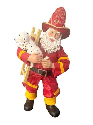 KSA Kurt Adler Fabriche Fireman Santa Holding Dalmatian Puppy Dog 10.25 