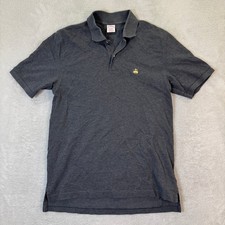 Brooks Brothers Mens Medium Original Fit Performance Polo Shirt Gray Cotton EUC