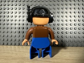 Lego Duplo Airplane Pilot Man Worker Black Helmet Figure Airport 5594 5595 6156