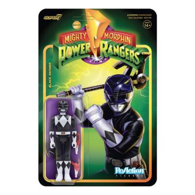 Super7 ReAction Mighty Morphin Power Rangers Black Ranger Figur 10 cm NEU & OVP 
