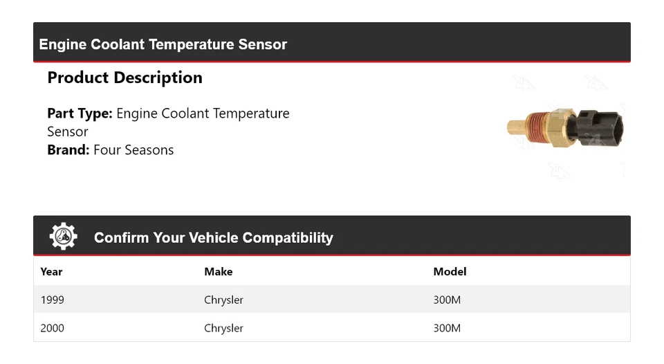 Sensor de temperatura de refrigerante del motor Chrysler 300M 1999-2000 4 estaciones Foto 2 de 4