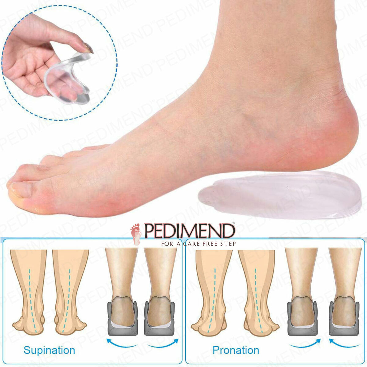 1 Pair Supination & Pronation Corrective Heel Insoles for Adult O