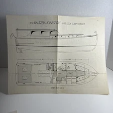 1938 BALTZER-JONESPORT BOAT CO. “38’ Deck Cabin Cruiser” Catalog Brochure