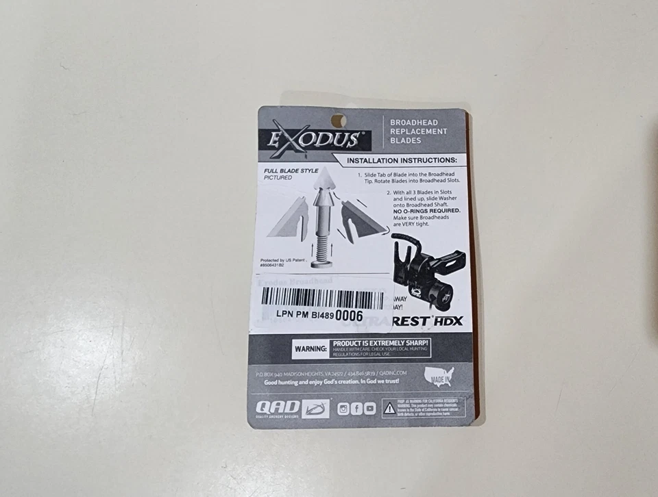QAD Exodus Broadhead Replacement Blades - Standard 125 Grain Full Blades - Image 2 of 2