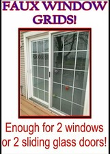 Faux sliding glass door window grids white vinyl replacement glass lines grills