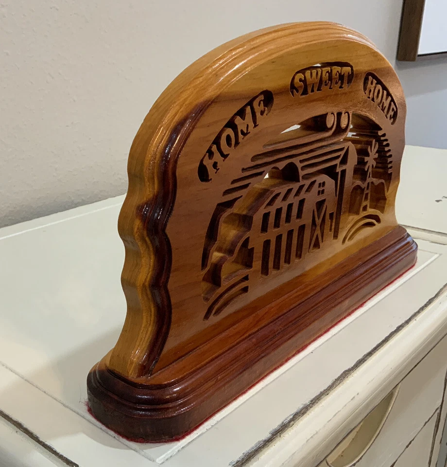 Home Sweet Home Intricately Handmade Sawn Wood On Stand Plaque Sign Farm Barn - Image 3 of 4