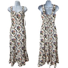 Reformation Cienna Sweetheart Floral Midi Dress Size 2 Calico Trumpet Smocked