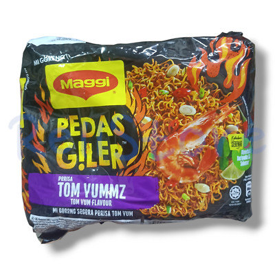 Maggi Pedas Giler Tom Yum | Extra Spicy Dry Noodles | 5x76g | Mi Goreng 380g