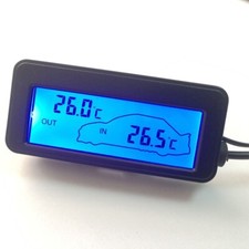 12V Car Temperature Gauge Meter With LCD Digital Display Interior  Exterior