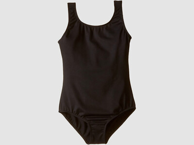 $25 Bloch Kid Girls Black Stretch Scoop-Neck Moisture-Wicking Tank Leotard Sz 12