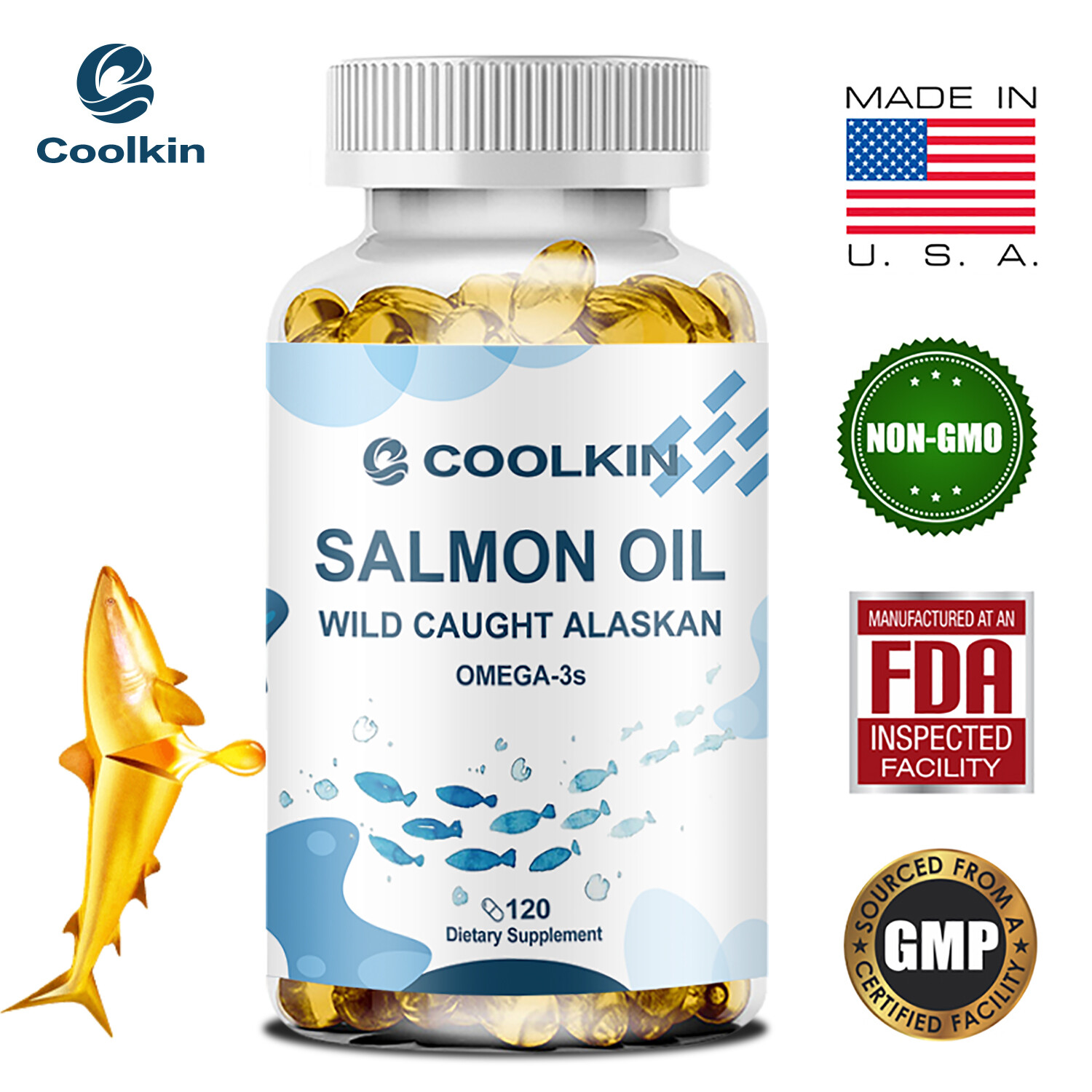 ACEITE DE SALMÓN - Apoya la salud articular, piel, corazón y cerebro, antiinflamatorio - EPA, DHA