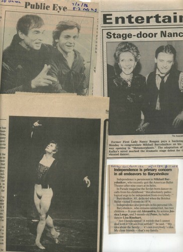 Mikhail Baryshnikov rare collection 17 clippings 1985-1991; Archive of the 1980s