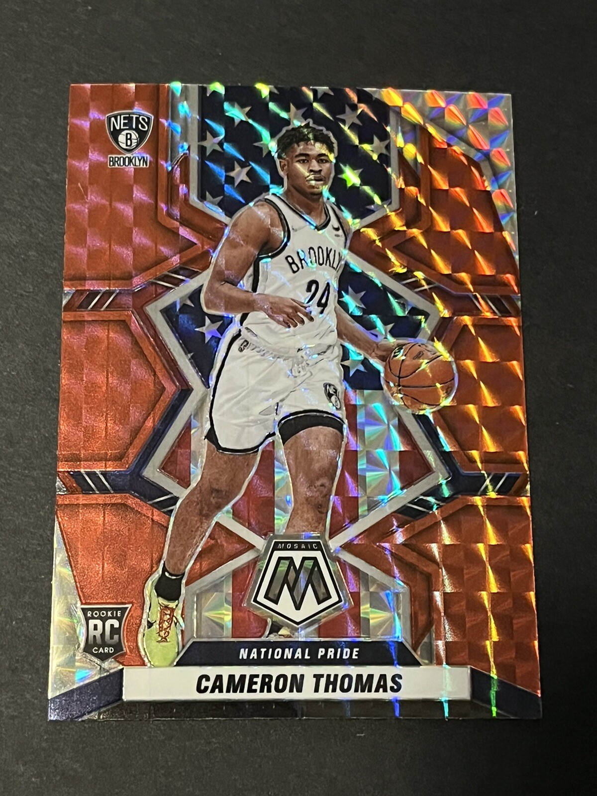 2021-22 Mosaic Basketball Cameron Cam Thomas National Pride Red Rookie RC #255