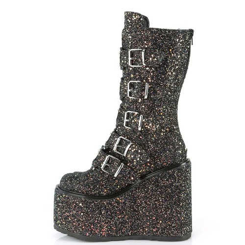 Demonia Swing-230G Rainbow Glitter Platform Boots • Ships in 2-4 Weeks • Gothic - Picture 3 of 4