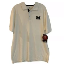 Michigan Wolverines Shirt Logo White Polo Performance men’s Size L Colosseum New