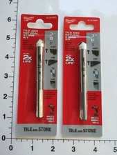 2-Milwaukee 3/8” Carbide Tipped Bits for Natural Stone, Tile & Glass 48-20-8994