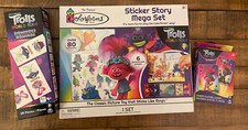 Colorforms Trolls World Tour Sticker Story Mega Set PLUS Playing Cards Dominoes