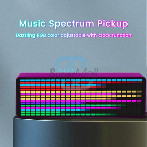 RGB Music Spectrum Display LED Pickup Electronic Clock Rhythm Atmosphere Light - Bild 11 von 26