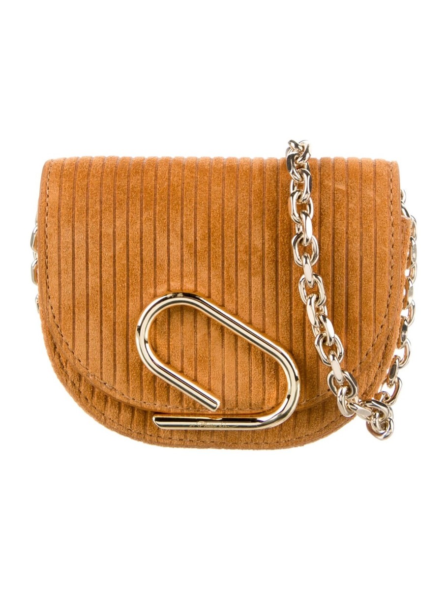 3.1 Phillip Lim Mini Alix Mustard Leather Card Case On Chain