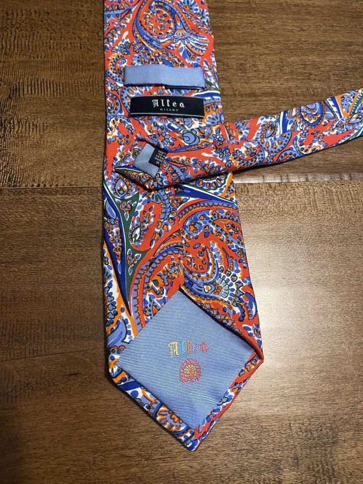 Corbata Altea Hecha en Italia Seda Pastel Cachemira Estilo Acuarela Diseñador Para Hombre Foto 2 de 3