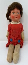 Vintage Antique Cloth Doll With Celluloid Head  Neck