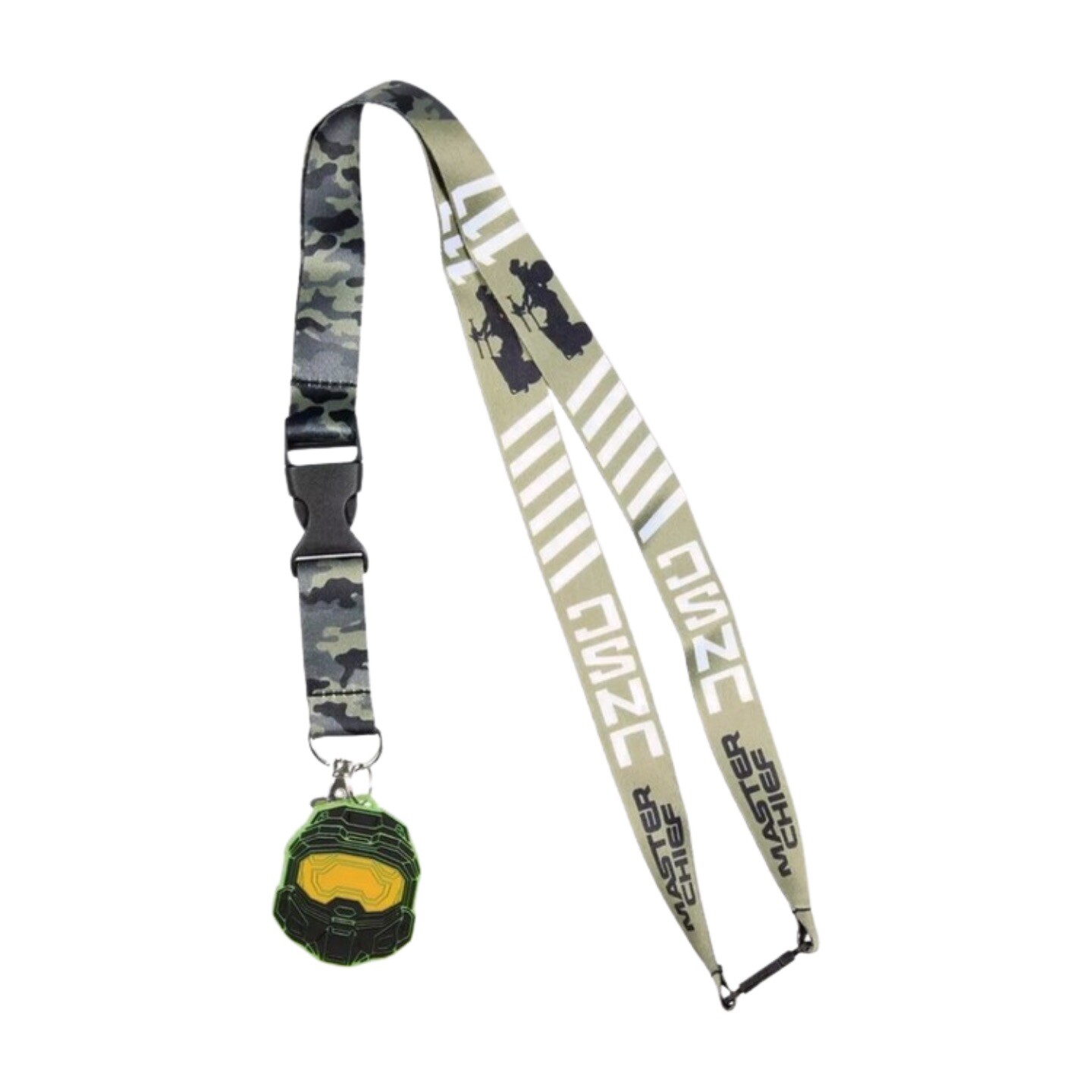 Licensed Halo Lanyard Keychain w/ 2"" Master Chief Rubber Charm ID Badge Holder