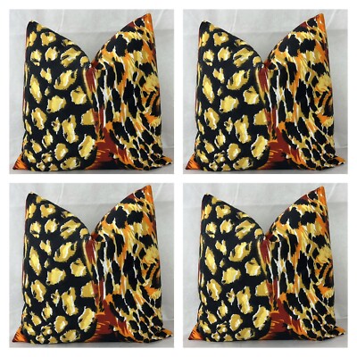 4er Set - Kissenbezüge Löwe Gepard Tiermotiv 45 x 45 cm / 18 x 18 cm