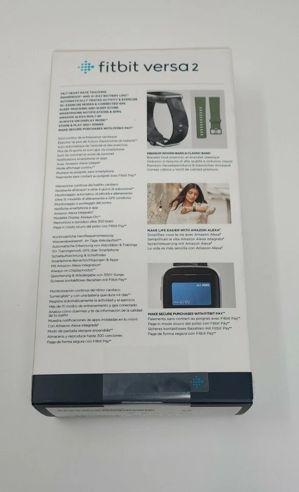 Fitbit Versa 2 SE Heart Rate & Fitness Smart Watch - Grey Alu/Smoke Band - Image 3 of 4