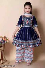 Indian Kids Traditional Girls Embroidery Mirror Work Naira And Palazzo Sets