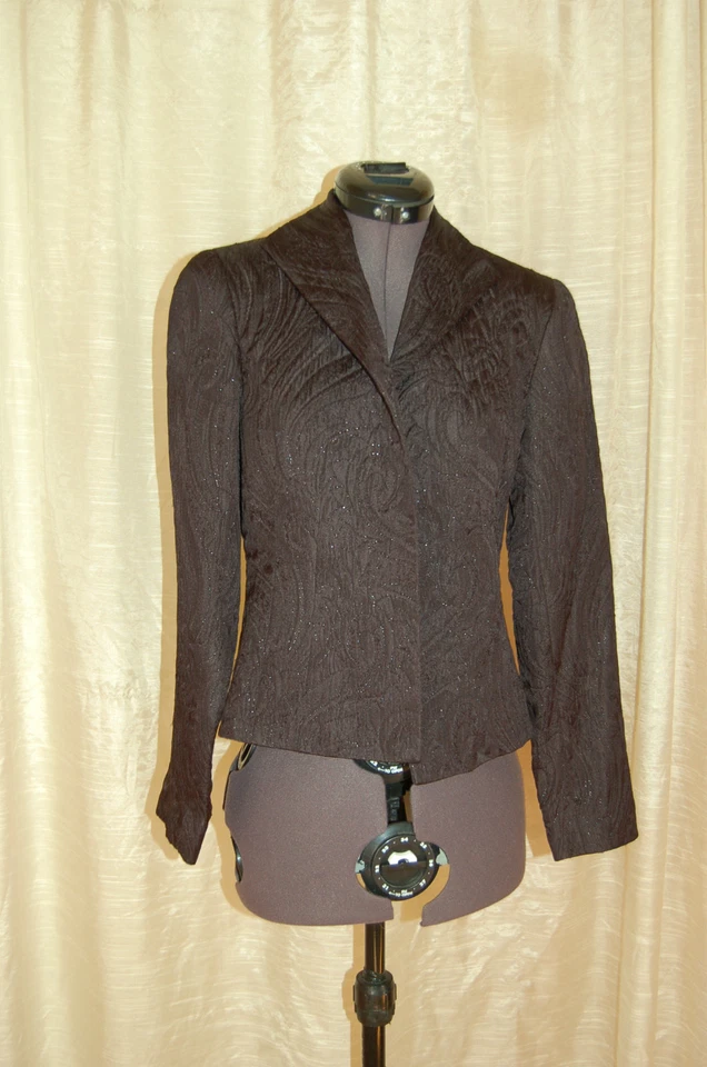 Lafayette 148 Nuevo Traje Chaqueta 0 Falda 4 Negro Seda Brillante Texturizado Foto 4 de 4