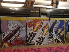 Set of 3 A0 Canvases After Roy Lichtenstein As I opened Fire Comic Pop Art SciFi