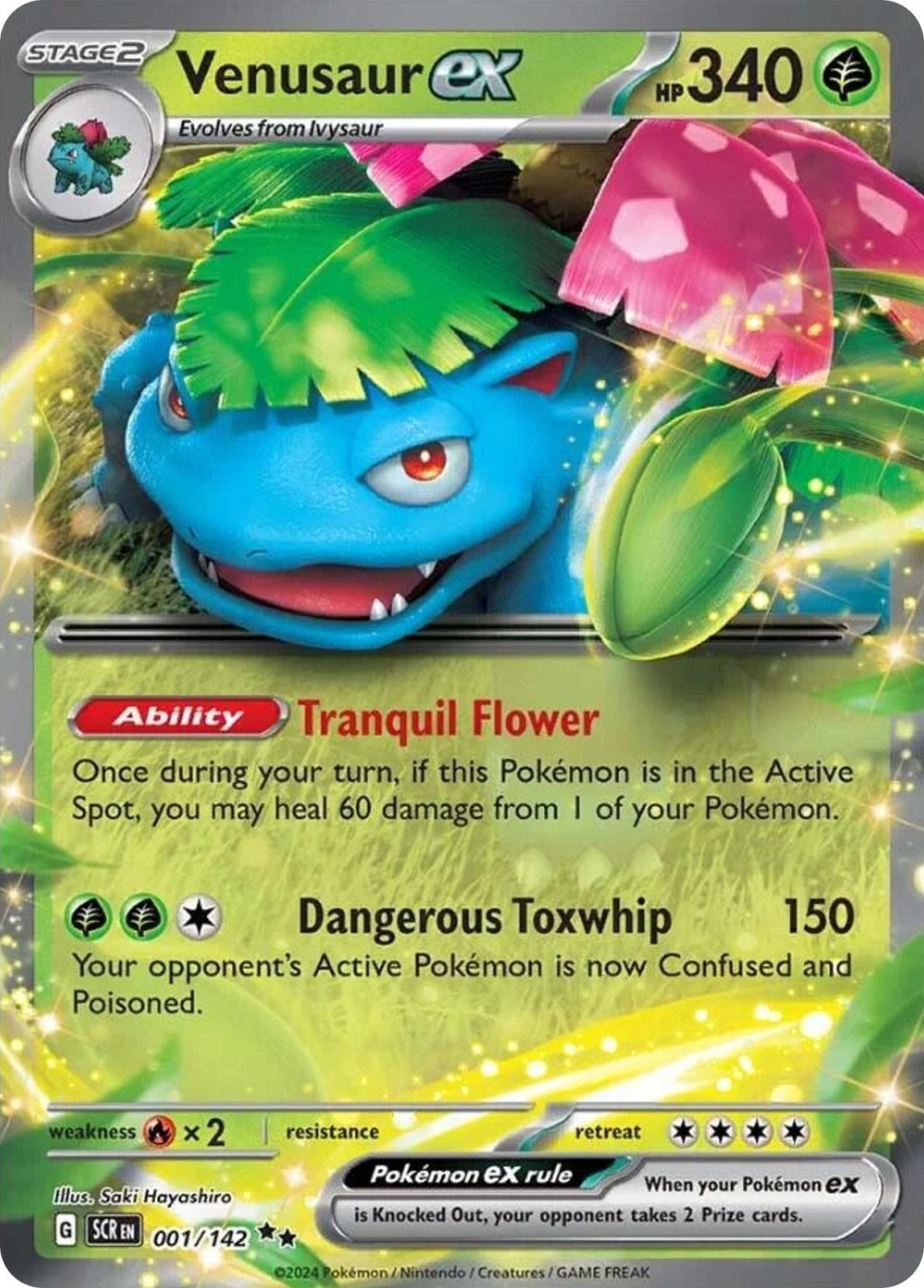 Venusaur ex 1/142 Double Rare Stellar Crown Pokemon Holo Near Mint