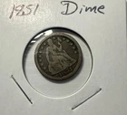 1851 Silver Seated Liberty Dime USA