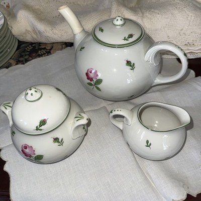 Vintage Augarten Wien Viennese Rose Porcelain Coffee Set 3 Pcs Austria