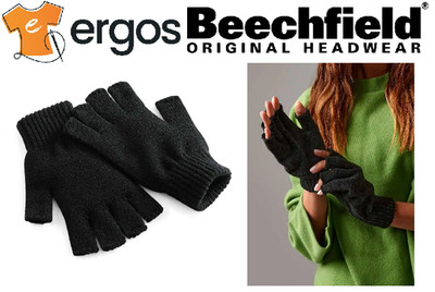 BEECHFIELD FINGERLESS GLOVES Fingerless Stretch Knit Gloves Black
