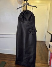 Acler Bilston Midi Dress Black AU12 US8 3D Petals Spaghetti Strap Sleeveless