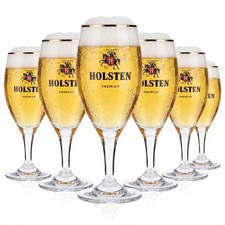 6x Holsten Bier Glas 0,2l Premium Pokal Gl&auml;ser Platinrand Tulpe Gastro Geeicht