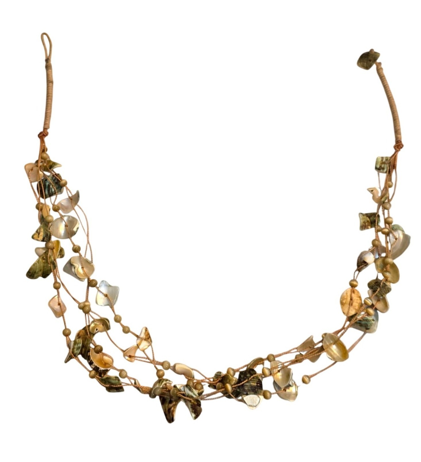 Handcrafted Multi-Strand Shell Bead Necklace 18" - image 3