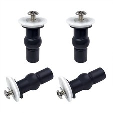 4 Pack Universal Toilet Seat Bolts and Hinge Screws, Top 48mm x 1.89in, Black