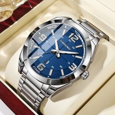 Men’s Quartz Watch Stainless Steel Digital Display Waterproof best Gift
