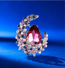 Moonlight brooch, purple crystal brooch, bridesmaid brooch pin, wreath brooch 