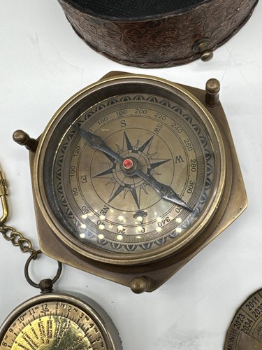 Gilbert Compass Solid Brass Nautical Handmade Working Travelling Compass W Case - Picture 2 of 16