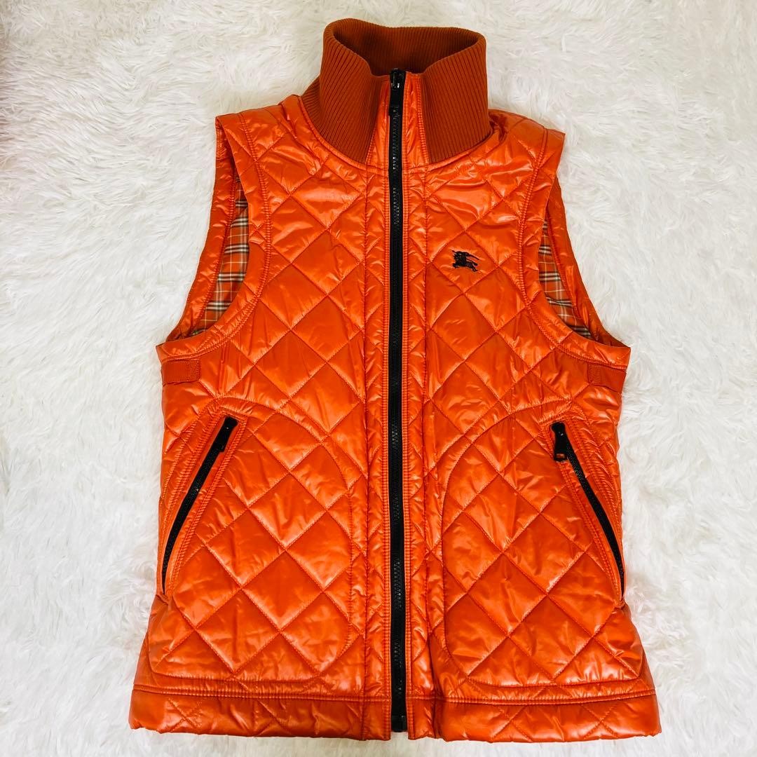 Burberry Black Label Down Jacket Nova Check Fur-Trim Orange Used thumbnail 7