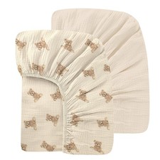 100 Organic Cotton 2 Pack 52x28 Inches Muslin Crib Sheets Fitted Crib Mattre...