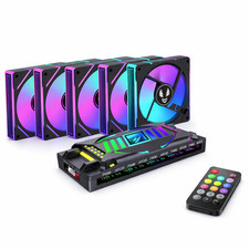 Image of Gaming PC Case RGB ATX Tempered Glass LED Panel Dual Chamber +10 ARGB Fans + Hub