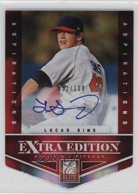 2012 Elite Extra Edition Aspirations Die-Cut Signatures /100 Lucas Sims Auto 0o9