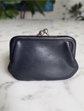 Coach Vintage Kisslock Change Purse 7155 Black Leather Coin 90's USA